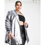 Blazers argentés métalliques Taille 3 XL plus size classiques pour femme 