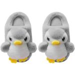 Chaussons peluche d'hiver gris à motif pingouins respirants pour pieds larges look fashion pour enfant 