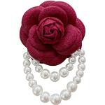 Broches rouges en métal à perles de mariage fait main look fashion pour femme en promo 