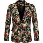 uxcell Blazer de Costume pour Hommes Slim Fit Floral Print One Button Veste de Bal Manteau de Sport d'or 48