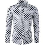 Uxcell Chemise à manches longues pour homme Motif à pois Coupe ajustée Chemise boutonnée, blanc, 50
