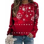 Sweats zippés pour fêtes de Noël d'automne roses à manches longues à col en V Taille XL plus size look sexy pour femme 