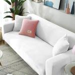 Housses de canapé d'angle blanches en velours extensibles 4 places modernes 