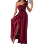 Robes de cocktail rouges en polyester à volants à manches courtes à col en V Taille XXL look fashion pour femme 