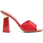 Sandales à talons Valentino Garavani rouges en cuir de veau à clous à bouts carrés Pointure 41 pour femme 