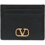 Porte-cartes en cuir Valentino Garavani noirs en cuir de veau pour femme 