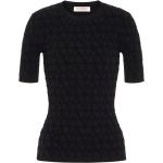 T-shirts Valentino Garavani noirs en toile à manches courtes à col rond pour femme 