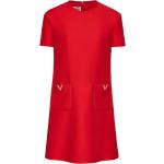 Robes en laine Valentino Garavani rouges en viscose à manches courtes à col rond Taille XS pour femme 