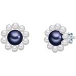 Boucles d'oreilles Valero Pearls bleues à perles à motif poule en argent classiques pour femme 