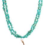 Colliers pierre précieuse Valero Pearls turquoise en or jaune à perles 14 carats pour femme 