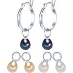 Boucles d'oreilles Valero Pearls argentées à perles en argent en lot de 3 pour femme 