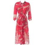 Robes fleuries Valery rouges à fleurs en viscose à manches longues Taille S pour femme en promo 