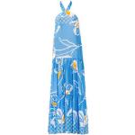 Robes fleuries Valery bleues à fleurs en viscose Taille S look asiatique pour femme 