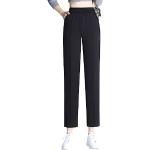 Pantalons carotte d'automne noirs à carreaux Taille L plus size look fashion pour femme 