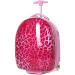 Valises roses à effet léopard en polycarbonate en polycarbonate look fashion pour fille en promo 