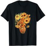 T-shirts noirs à motif fleurs à manches courtes Van Gogh à manches courtes Taille S classiques pour homme 