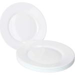 Assiettes plates Van Well blanches en verre en lot de 6 diamètre 25 cm modernes 