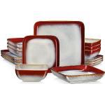 Assiettes plates Vancasso rouges laquées en porcelaine en lot de 16 modernes en promo 