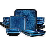 Assiettes plates Vancasso bleues laquées en porcelaine en lot de 16 modernes 