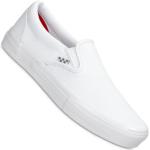 Chaussures de skate  Vans Slip On blanches en cuir synthétique à élastiques look Skater pour homme 
