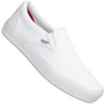 Chaussures de skate  Vans Slip On blanches en cuir synthétique à élastiques Pointure 38,5 look Skater pour homme en promo 