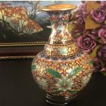 Vases chinois dorés à fleurs en laiton 