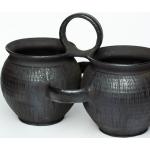 Vases noirs en argile de 22 cm rustiques 