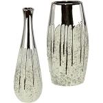 Vases tube argentés à pois en céramique à motif fleurs de 24 cm modernes 