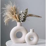 Vases design blancs à fleurs en céramique de 24 cm en lot de 2 modernes en promo 