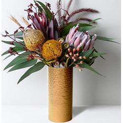 Vase pour fleurs - Métal trempé - 23 cm de haut - Doré