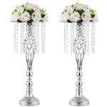 Vases en cristal argentés à fleurs en argent de 55 cm 