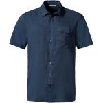 Chemises Vaude Rosemoor bleues en polyester à manches courtes éco-responsable à manches courtes Taille S pour homme 