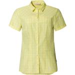 Chemises Vaude Tacun jaunes à carreaux en lyocell à manches courtes éco-responsable à manches courtes Taille XXS pour femme 