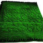 Couvertures vert émeraude patchwork en velours à pompons 