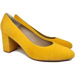 Escarpins Gennia jaune moutarde en daim en cuir à bouts ronds Pointure 39 avec un talon entre 7 et 9cm look fashion pour femme 