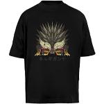 Vendax Icône Monster Hunter World Nergigante Kanji Unisex T-Shirt Ample Manches Courtes Homme Femme Noir Baggy T-Shirt Short Sleeves Black