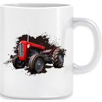 Tasses à café blanches en céramique à motif tracteurs 350 ml 