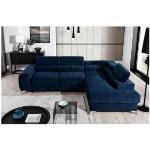 Canapés d'angle en tissu Venesetti bleus en velours 5 places 