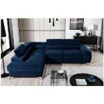 Canapés d'angle en tissu Venesetti bleus en velours 5 places 