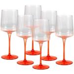 Vente-unique - Lot de 6 verres à vin à pied orange 27 cl - D. 9.5 x H.13cm - CORALY