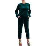 Pantalons classiques vert émeraude en velours coupe regular pour femme 