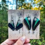Boucles d'oreilles turquoise en argent à perles à motif papillons en argent éco-responsable look fashion 