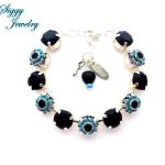 Bracelets breloques turquoise en cristal look chic 