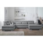 Canapés d'angle en tissu gris clair en bois 7 places modernes 