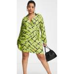 Robes cache-coeur Vero Moda vert lime à carreaux en viscose Taille XXL plus size pour femme en promo 
