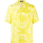 Chemises de créateur Versace jaune canari en soie à manches courtes Taille XL pour homme 