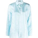 Chemises de créateur Versace bleu ciel en soie à manches longues Taille XS classiques pour femme 