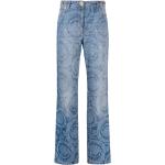 Jeans droits de créateur Versace bleus en denim délavés W32 L29 pour femme 