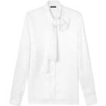 Chemises de créateur Versace blanches à logo en viscose à manches longues à manches longues à col rond Taille XS pour femme 