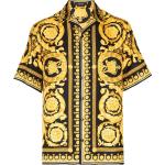 Chemises de créateur Versace jaunes en soie à manches courtes Taille XXL classiques pour homme 